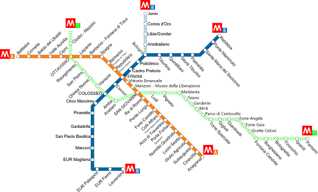 plan du métro de Rome